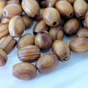 100 x natuurlijke houten ovale rijstkralen 8 mm, knutselbenodigdheden, kralen, hout, VK-verkoper (OBT5029)