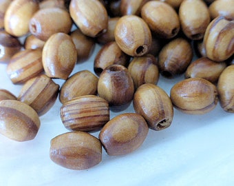 100 x Natural Wood Oval Rice Beads 8mm, Craft Supplies, Beads, Wood, UK Seller (OBT5029)