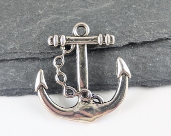 10 x Anchor Charms Pendants Findings, Anchors 24mm x 23mm LF NF, Craft Supplies, Charms, UK Seller (CPX7007)