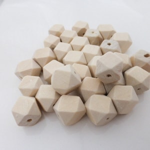 20 x Small Geometric Faceted Wooden Beads 12mm, Craft Supplies, Beads, Wood, UK Seller (OBT5021)