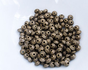 50 x Tibetan Silver Spacer Beads 5mm x 3mm Antique Bronze, Saucer, Lead Free Nickel Free, Craft Supplies, Beads, UK Seller (MBX0003)