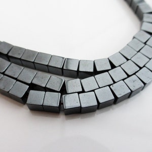 Hematite Square Cube Beads 4mm x 4mm Black Non-Magnetic - 1 Strand (approx 93 beads), Craft Supplies, UK Seller (GB1067)