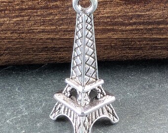 10 x 3D Eiffel Tower Charms Pendants 24mm x 8mm Antique Silver Colour  LF NF, Craft Supplies, Charms & Pendants, UK Seller (CPX7082)