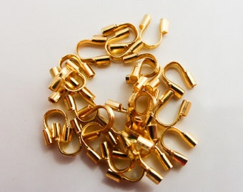 100 x Brass Wire Guardians & Protectors Gold 5mm, Jewellery Making, Supplies, Findings (FFC5104)