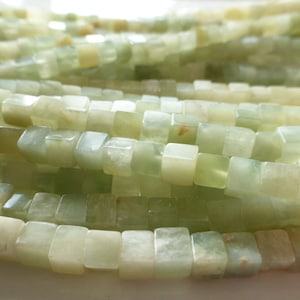 20 x 4mm Natural Green New Jade Cube Beads, Craft Supplies, Beads, Gemstone, Semiprecious, UK Seller (GB1096)