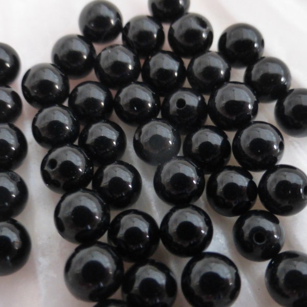 4 x 4mm Half Drilled Black Agate Round Beads, Halfdrilled Gemstone, Craft Supplies, Beads, UK Seller (GB1156)