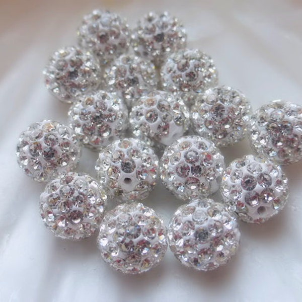 2 x 10mm Strass Shamballa Crystal Pave Disco Ball Ball Ball Rond Perles à moitié perforées, Perles, Fournitures artisanales, Vendeur au Royaume-Uni (OBT5017)