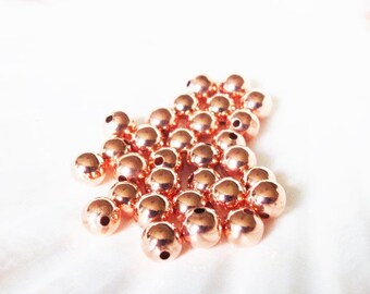 30 x 6mm Brass Rose Gold Colour Round Spacer Beads, Metal Beads, Craft Supplies, Beads, UK Seller (MBX0085)