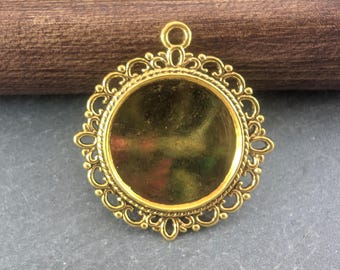 5 x Cabochon Base Settings Antique Gold Round 30mm (20mm Tray), Lead Free Nickel Free, Craft Supplies, Settings, UK Seller (CPX7104)