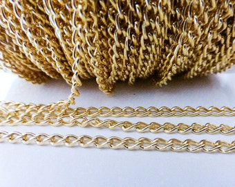 2m Length Iron Twist Chain 3mm x 5mm Gold Nickel & Lead Free, Craft Supplies, Chains, UK Seller (FFC5024)
