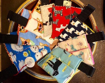 Dog poop/waste bag holders 100% cotton with single breed prints