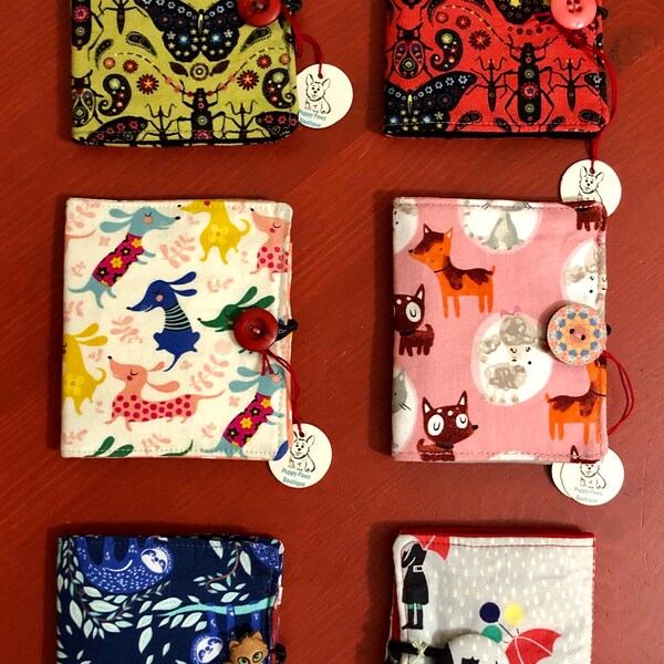 Teabag wallets in a variety of pretty animal prints.