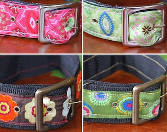 2 inch dog collars with buckle closures for special occasions made with Jacquard ribbon