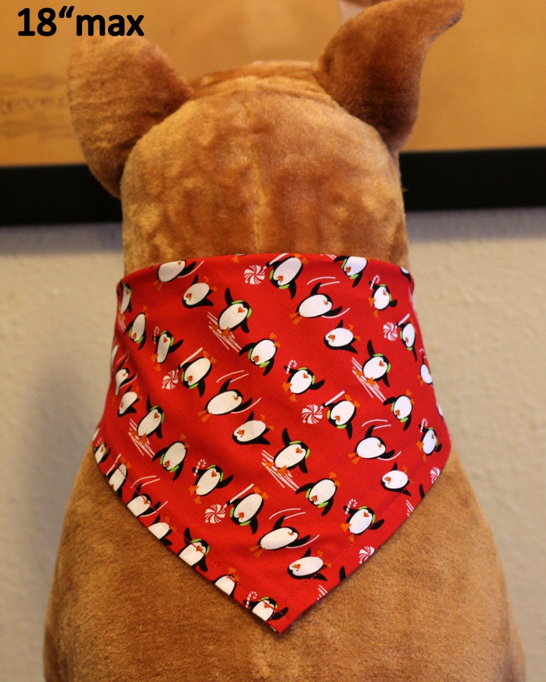 Dog Tieon Red Christmas Bandana With Adorable Penguins Etsy