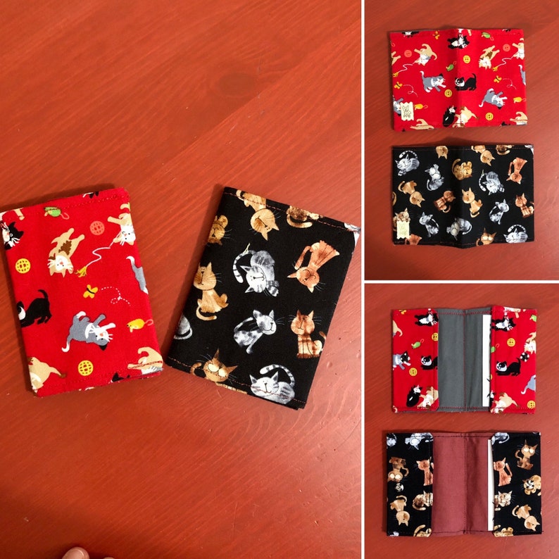 Card Wallets 100 Cotton in Various Cat Prints. Etsy