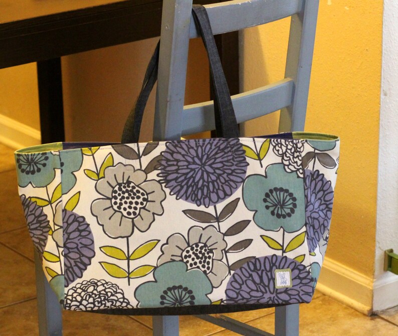 Large Modern Floral Canvas/cotton Duck Cloth Tote Bag Canvas - Etsy