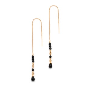 Royal Threaders in Black Onyx: Dainty Ear Threaders made with 14 Karat Gold Fill in Vancouver BC image 2