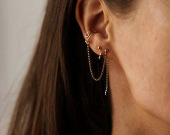 Cascade Cuff Set in Gold: A Unique & Elegant Ear Cuff Set in 14 Karat Gold Fill with Black Onyx by Leah Yard Designs in Vancouver BC