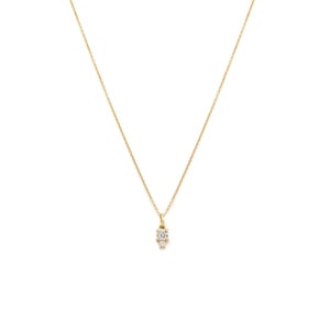 Joy Birthstone Necklace in Synthetic Diamond: A Dainty Necklace with 14 Karat Gold Filled Chain made to celebrate April's Birthstone image 3