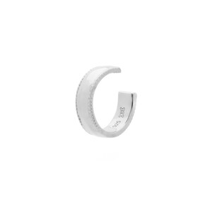 Cigar Ear Cuff in Silver - Trendy Ear Cuff Beaded Detailing and high polish finish in Sterling Silver