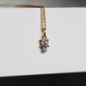 Joy Birthstone Necklace in Synthetic Diamond: A Dainty Necklace with 14 Karat Gold Filled Chain made to celebrate April's Birthstone image 2