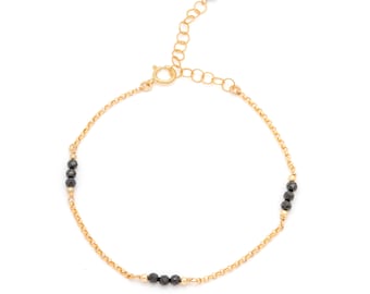 Dottie Bracelet in Black Onyx: A Minimalist Bracelet made with 14 Karat Gold Fill in Vancouver BC