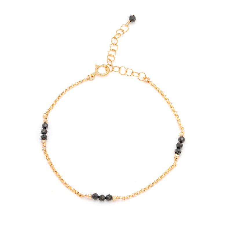 Dottie Bracelet in Black Onyx: A Minimalist Bracelet made with 14 Karat Gold Fill in Vancouver BC image 1