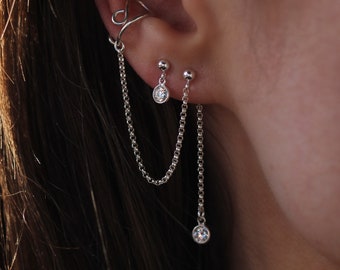 Cascade Cuff Set in Silver: Unique & Elegant Ear Cuff Set in Sterling Silver with Synthetic Diamonds by Leah Yard Designs in Vancouver BC