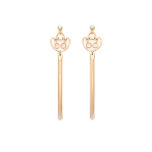 Alice Earrings in Gold: Dangle Bar Drop Earrings with Stud Detail handmade with 14 Karat Gold Fill in Vancouver BC by Leah Yard Designs image 2