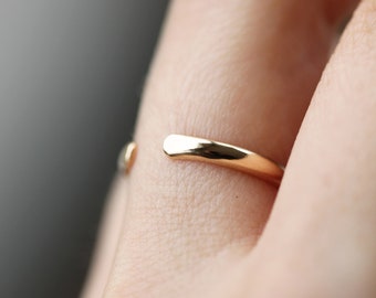 Cuff Ring in Gold: 14 Karat Gold Filled Hammered Ring Handmade in Vancouver BC by Leah Yard Designs available in Two Adjustable Band Sizes
