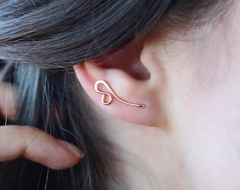 Filigree Ear Climbers in Rose Gold: Simple and Elegant Ear Climbers Handmade in Vancouver with Rose Gold Fill; The Perfect Everyday Earring!