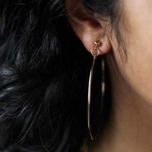 Valour Hoops in 14 Karat Gold Fill: Handmade Classic Gold Hoop Earrings with Earring Stud Detail from Vancouver BC Canada image 1