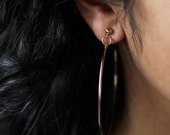 Valour Hoops in 14 Karat Gold Fill: Handmade Classic Gold Hoop Earrings with Earring Stud Detail from Vancouver BC Canada