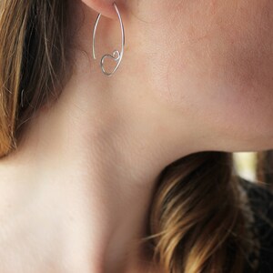 Tinsel Earrings in Silver: Filigree Oval Hoop Scroll Earrings Handmade in Vancouver BC with Sterling Silver image 2