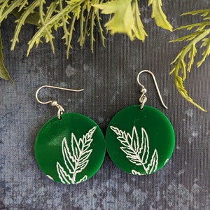 Acrylic Fern Earrings / Sterling Silver Components