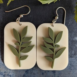 Acrylic Botanical Earrings / Sterling Silver Components