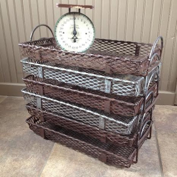 Vintage Industrial Wire Basket