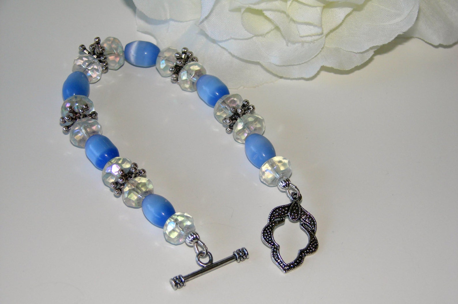 Blue Bracelet. Blue Bead Bracelet. Blue Glass Beads. Glass Bead Bracelet. Etsy