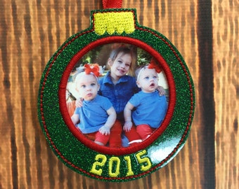 2015 Photo Ornament - Slip In Photo - Christmas - In The Hoop - DIGITAL Embroidery DESIGN