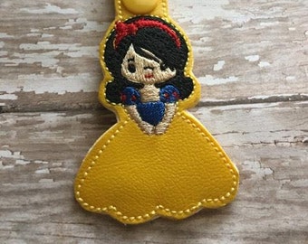 Snow Little Princess - In The Hoop - Snap/Rivet Key Fob - DIGITAL EMBROIDERY Design