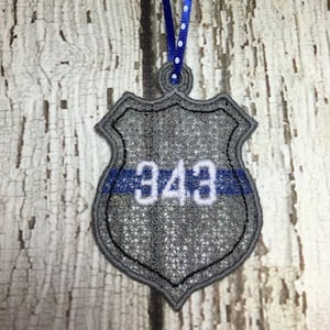 Freistehende Spitze - Polizei-Abzeichen - dünne blaue Linie - FSL-Digital Stickmuster
