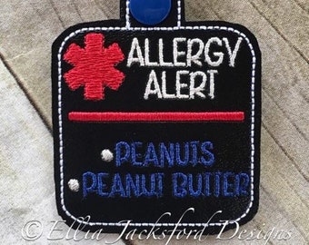 Allergy Alert - Peanuts - Peanut Butter  - Medical - Tag - DIGITAL Embroidery DESIGN