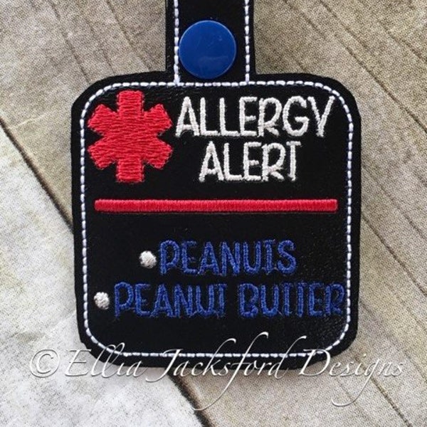 Allergy Alert - Peanuts - Peanut Butter  - Medical - Tag - DIGITAL Embroidery DESIGN