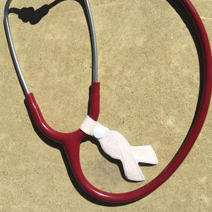 Awareness Ribbon - 5 x 7 ONLY Stethoscope Tab - Key Fob In The Hoop - DIGITAL Embroidery DESIGN