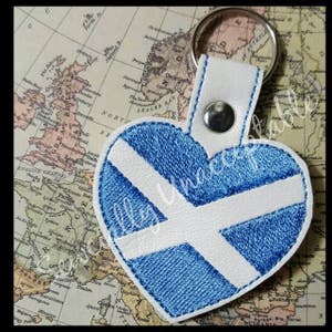 Scotland - Scottish - Flag Heart - Key Fob DESIGN-  Digital Embroidery Design