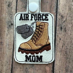Air Force - Mom - Combat Boot - Dog Tags - Key Fob Design - DIGITAL EMBROIDERY Design