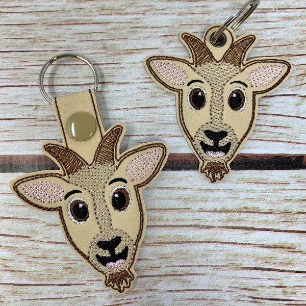 Goat Face - 2 Styles Included - Snap/Rivet Key Fob - DIGITAL Embroidery Design