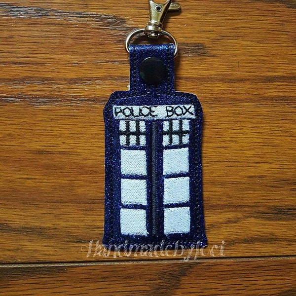 Police Call Box - Phone Booth - Snap Tab - Key Fob - Embroidery Design -   DIGITAL Embroidery Design