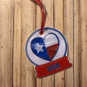 2018 Texas Flag - Snow Globe - Ornament -  In The Hoop - DIGITAL Embroidery DESIGN