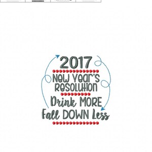 2017 New Year's Resolution Drinking Towel Design 2 Sizes Included Embroidery Design DIGITAL Embroidery DESIGN image 4